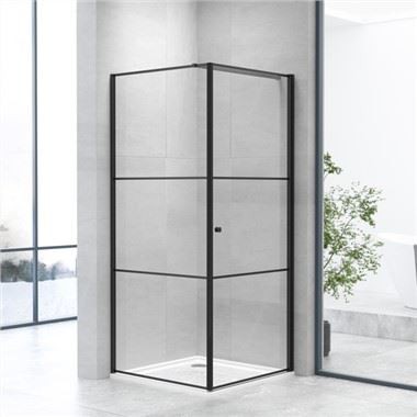 Neliömäinen matta musta ristikko keinuovien suihkuseinät