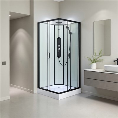 Squre-suihkukaappi ylellisellä yläsuihkulla